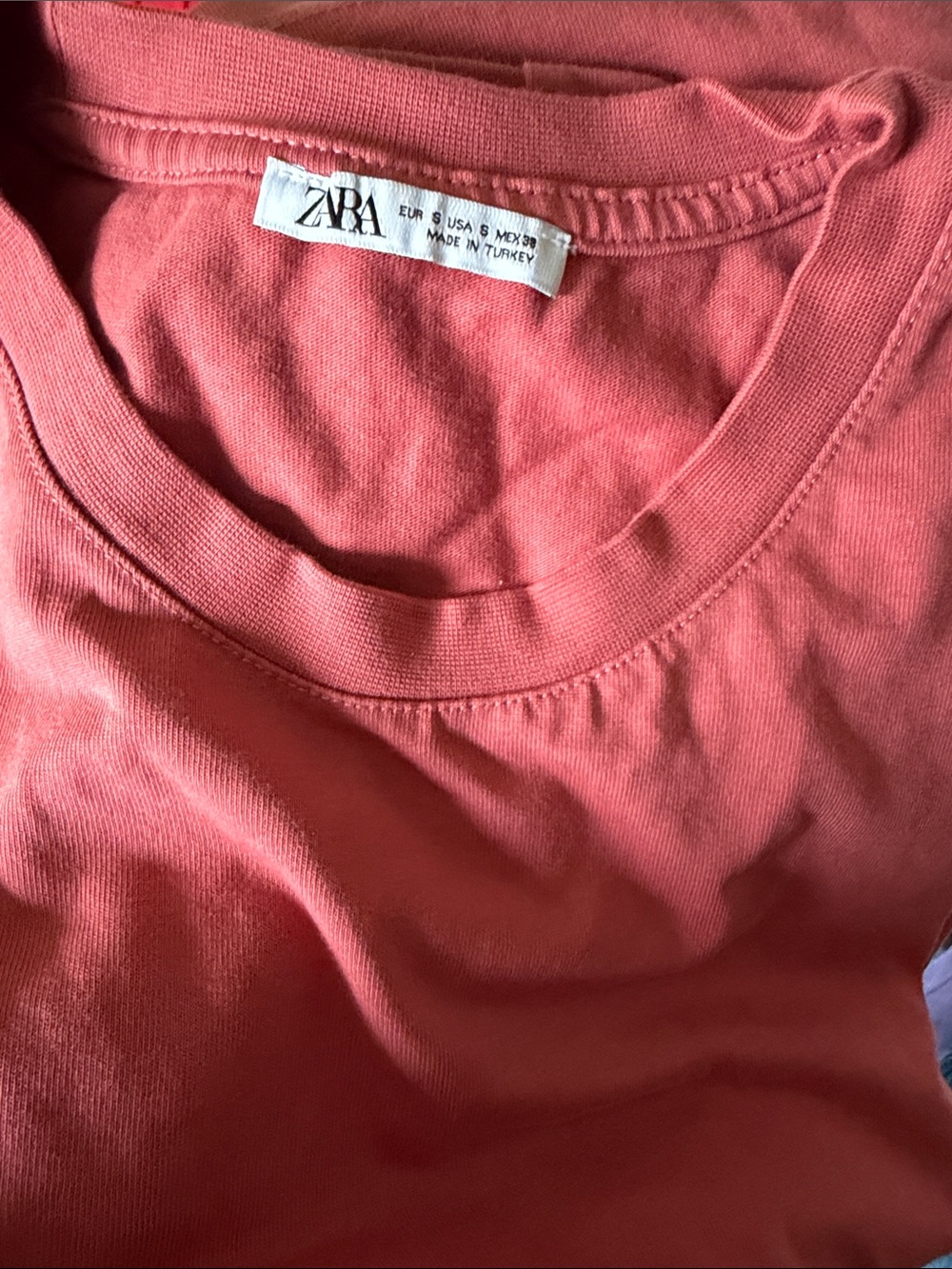 ZARA Coral Pink Short Sleeve Crewneck Tee